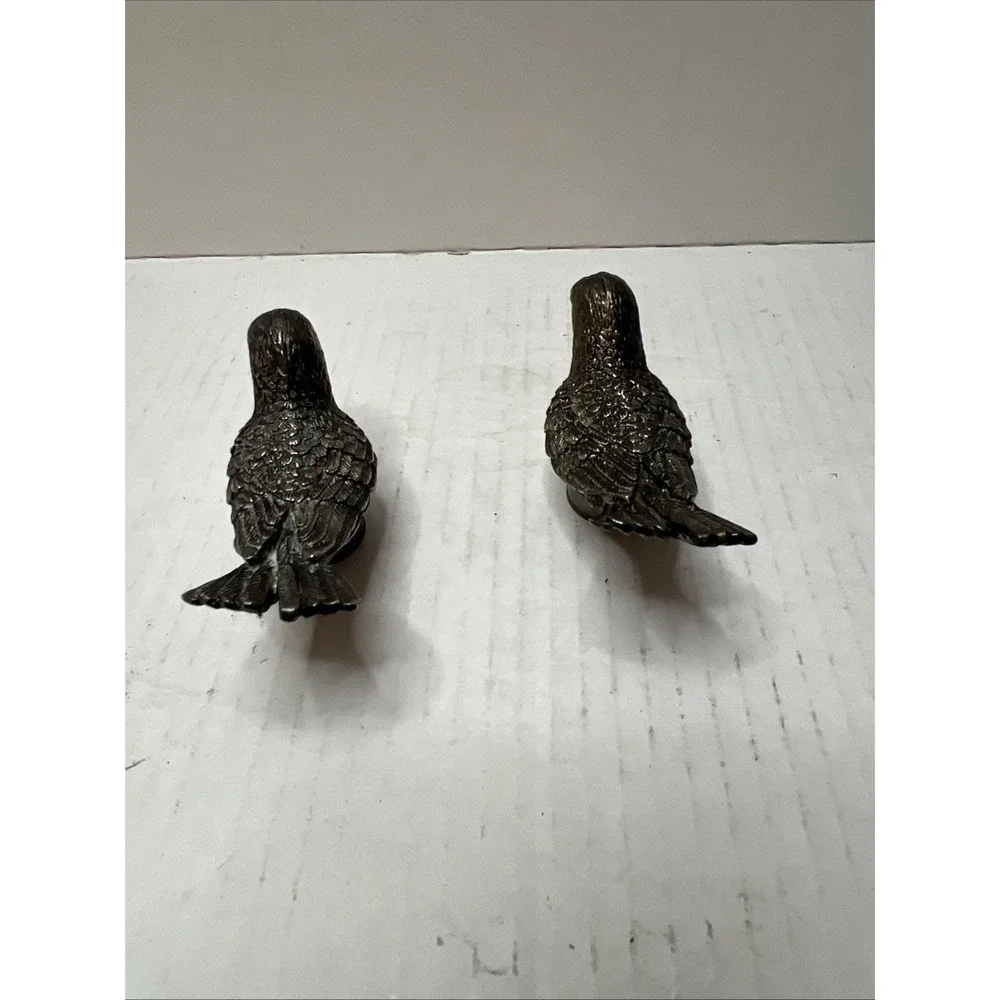 Vintage MCM Pewter Birds Salt & Pepper Shakers